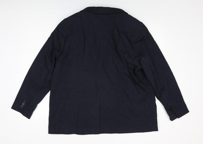 Marks and Spencer Womens Blue Striped Polyester Jacket Suit Jacket Size 20