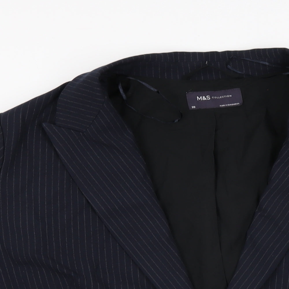 Marks and Spencer Womens Blue Striped Polyester Jacket Suit Jacket Size 20