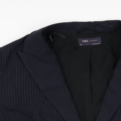 Marks and Spencer Womens Blue Striped Polyester Jacket Suit Jacket Size 20