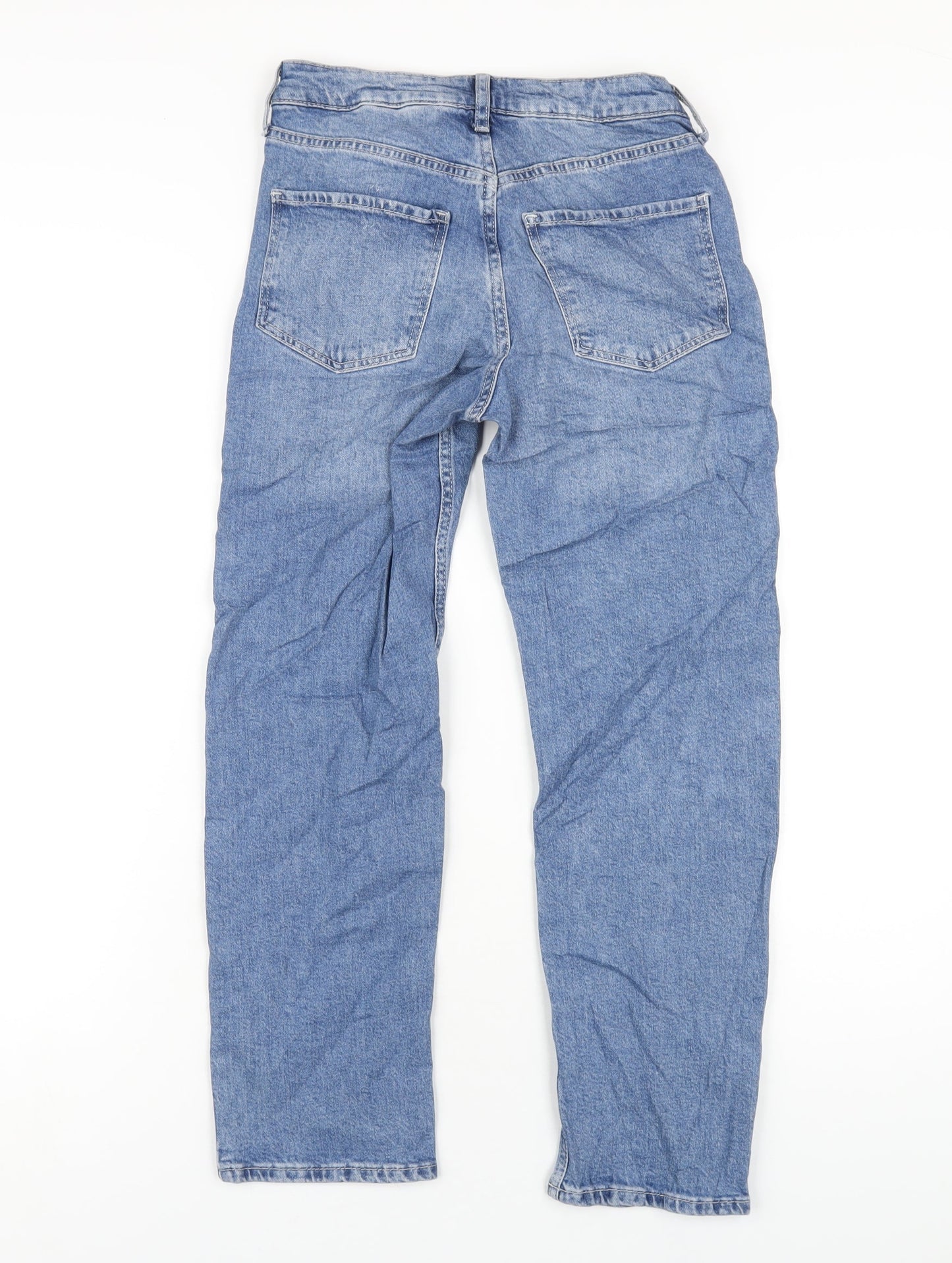 H&M Girls Blue Cotton Straight Jeans Size 9-10 Years L26 in Regular Zip