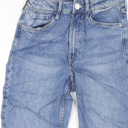 H&M Girls Blue Cotton Straight Jeans Size 9-10 Years L26 in Regular Zip