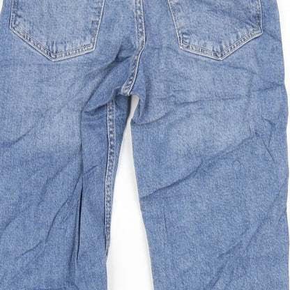 H&M Girls Blue Cotton Straight Jeans Size 9-10 Years L26 in Regular Zip