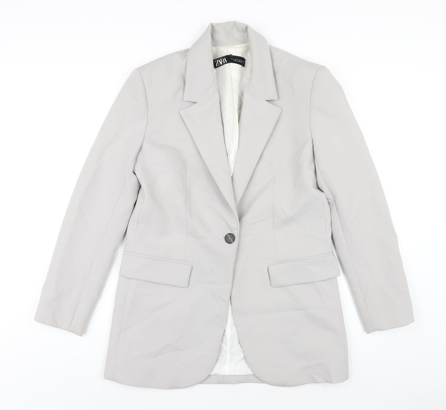 Zara Womens Grey Vinyl Jacket Blazer Size XS
