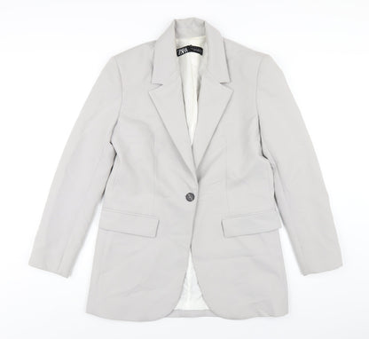 Zara Womens Grey Vinyl Jacket Blazer Size XS