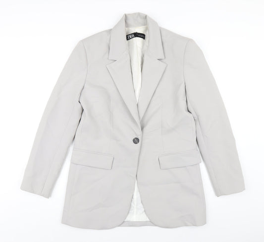 Zara Womens Grey Vinyl Jacket Blazer Size XS