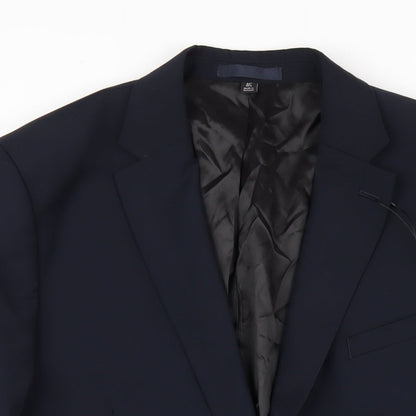 Autograph Mens Blue Wool Jacket Blazer Size 44 Regular