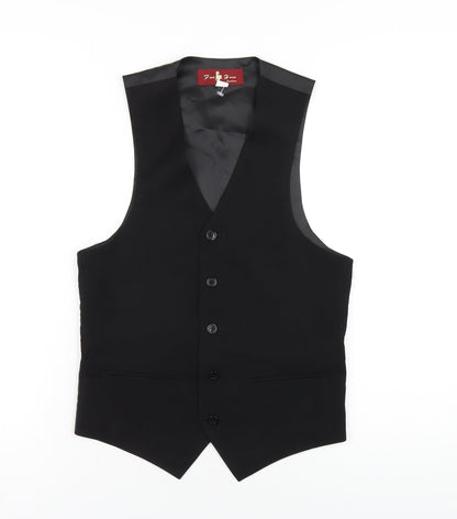 Five Horse Mens Black Polyester Jacket Suit Waistcoat Size XS Regular
