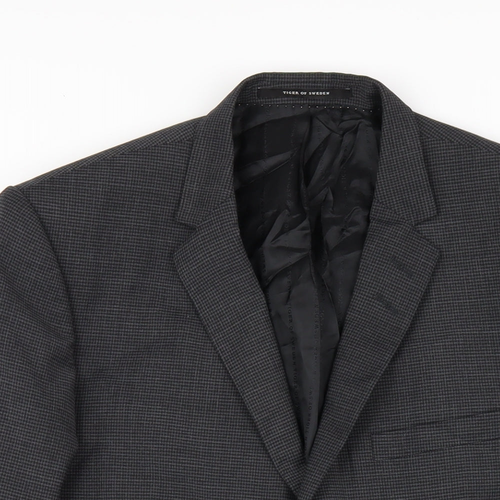 Tiger of Sweden Mens Grey Polyester Jacket Blazer Size 52 Regular