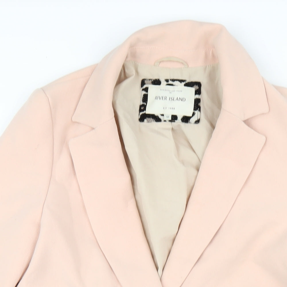 Womens UK Size 12 River Island Pink Overcoat