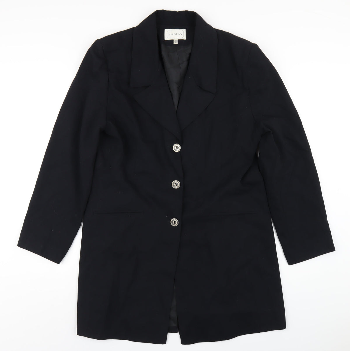 Sasha Womens Blue Jacket Blazer Size 14 Button