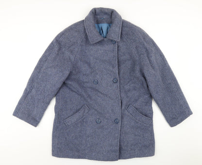 Accolade Womens Blue Overcoat Coat Size 14 Button