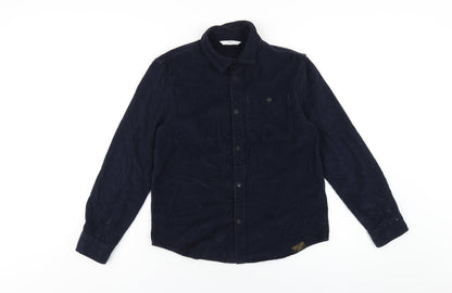 Marks and Spencer Boys Blue Cotton Basic Button-Up Size 10-11 Years Collared Snap