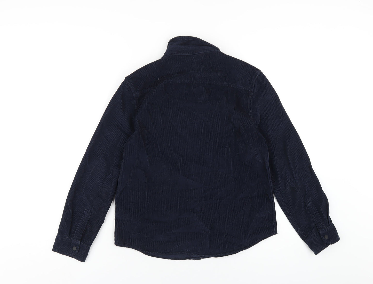 Marks and Spencer Boys Blue Cotton Basic Button-Up Size 10-11 Years Collared Snap