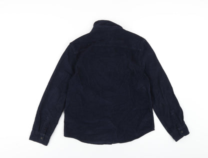 Marks and Spencer Boys Blue Cotton Basic Button-Up Size 10-11 Years Collared Snap