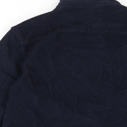 Marks and Spencer Boys Blue Cotton Basic Button-Up Size 10-11 Years Collared Snap