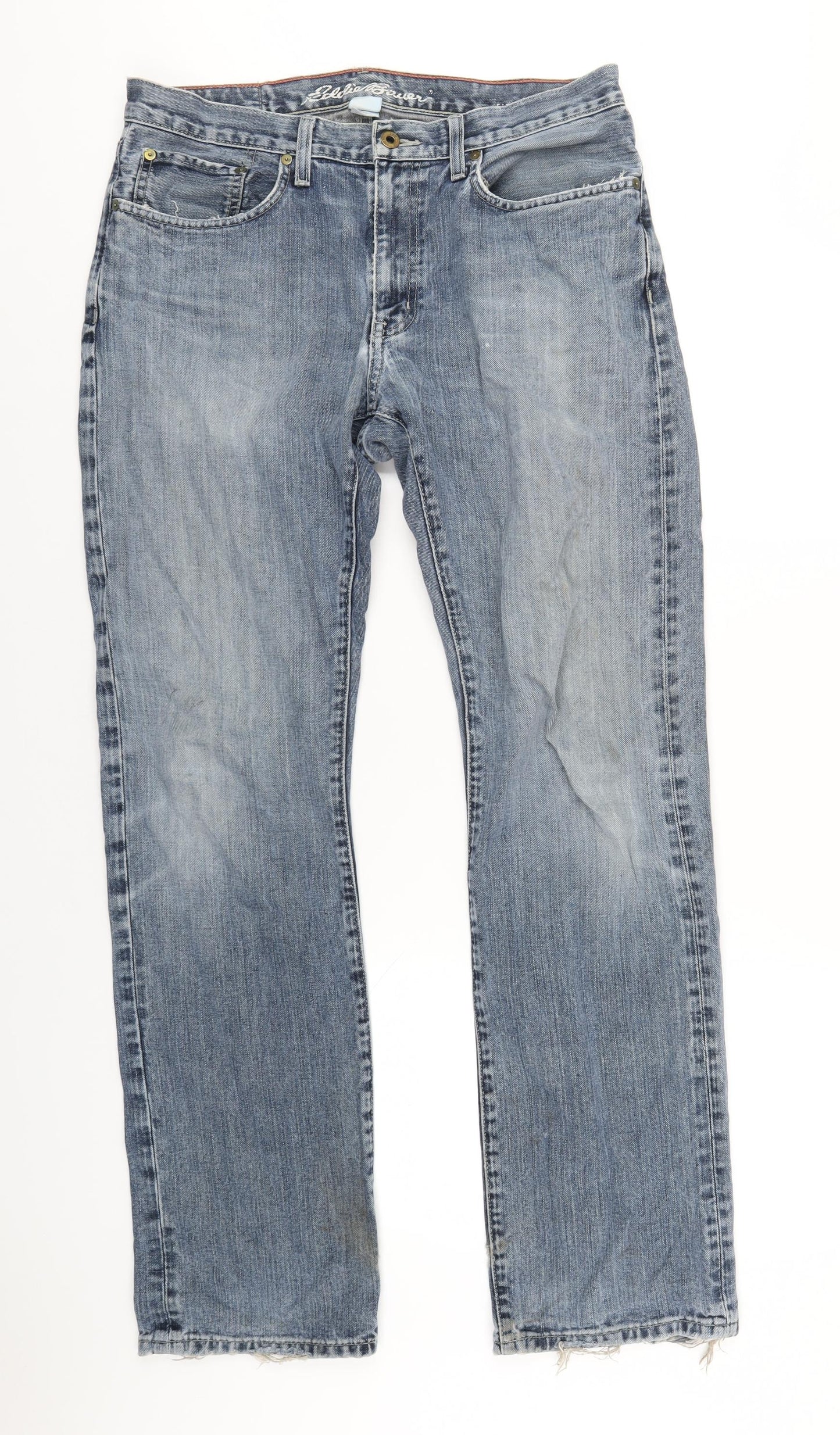 Eddie Bauer Mens Blue Cotton Straight Jeans Size 33 in L34 in Regular Zip