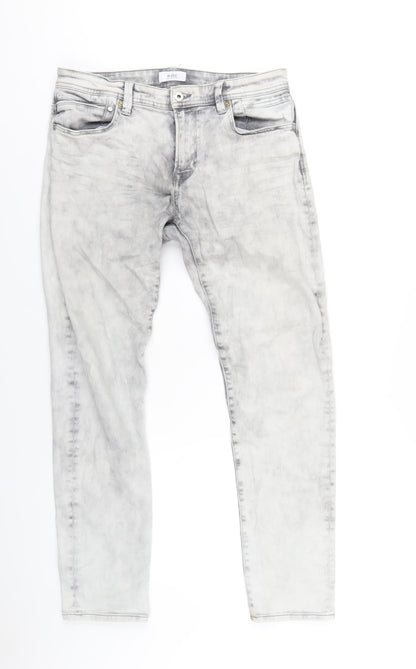 EDC Mens Grey Cotton Skinny Jeans Size 33 in L32 in Regular Zip