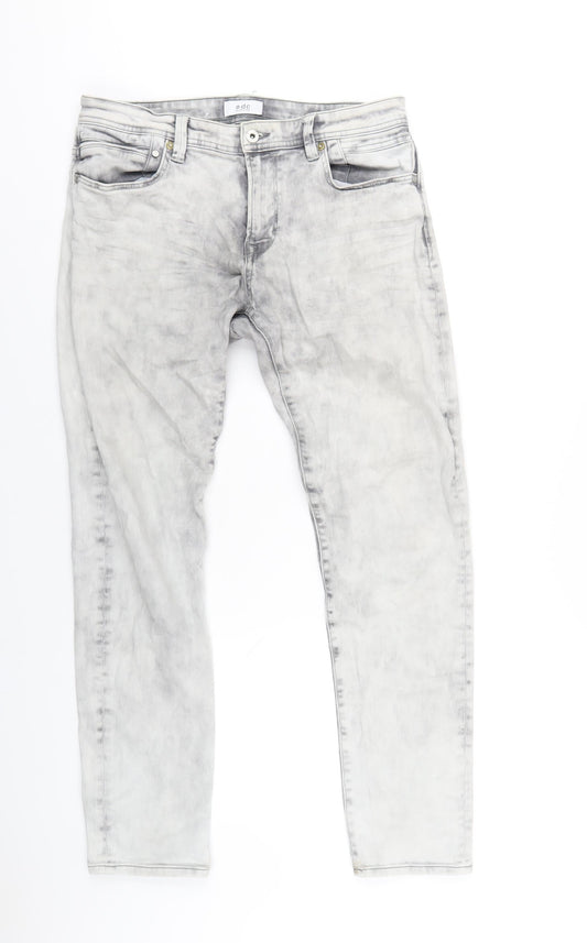 EDC Mens Grey Cotton Skinny Jeans Size 33 in L32 in Regular Zip