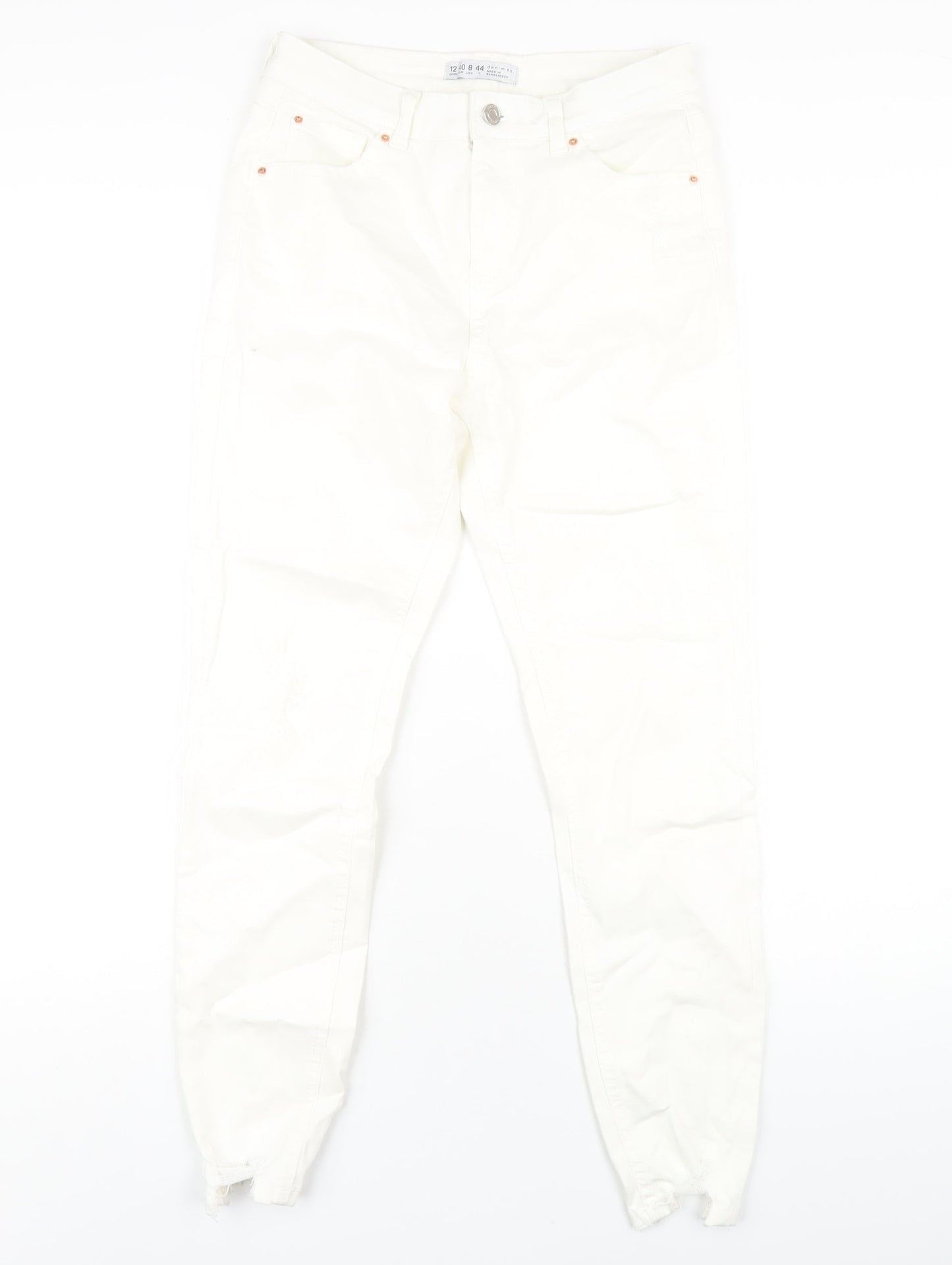 Denim & Co. Womens White Cotton Skinny Jeans Size 12 L28 in Regular Zip