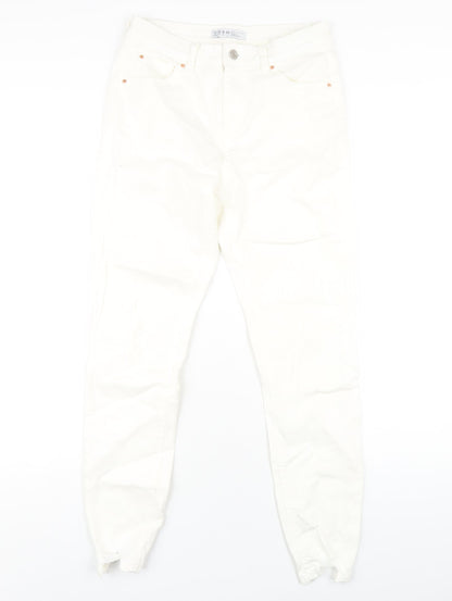 Denim & Co. Womens White Cotton Skinny Jeans Size 12 L28 in Regular Zip