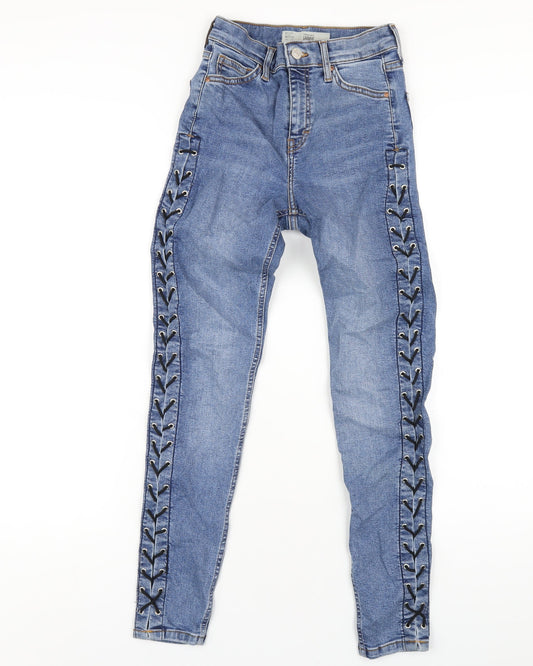 Topshop Womens Blue Cotton Skinny Jeans Size 25 in L32 in Regular Zip