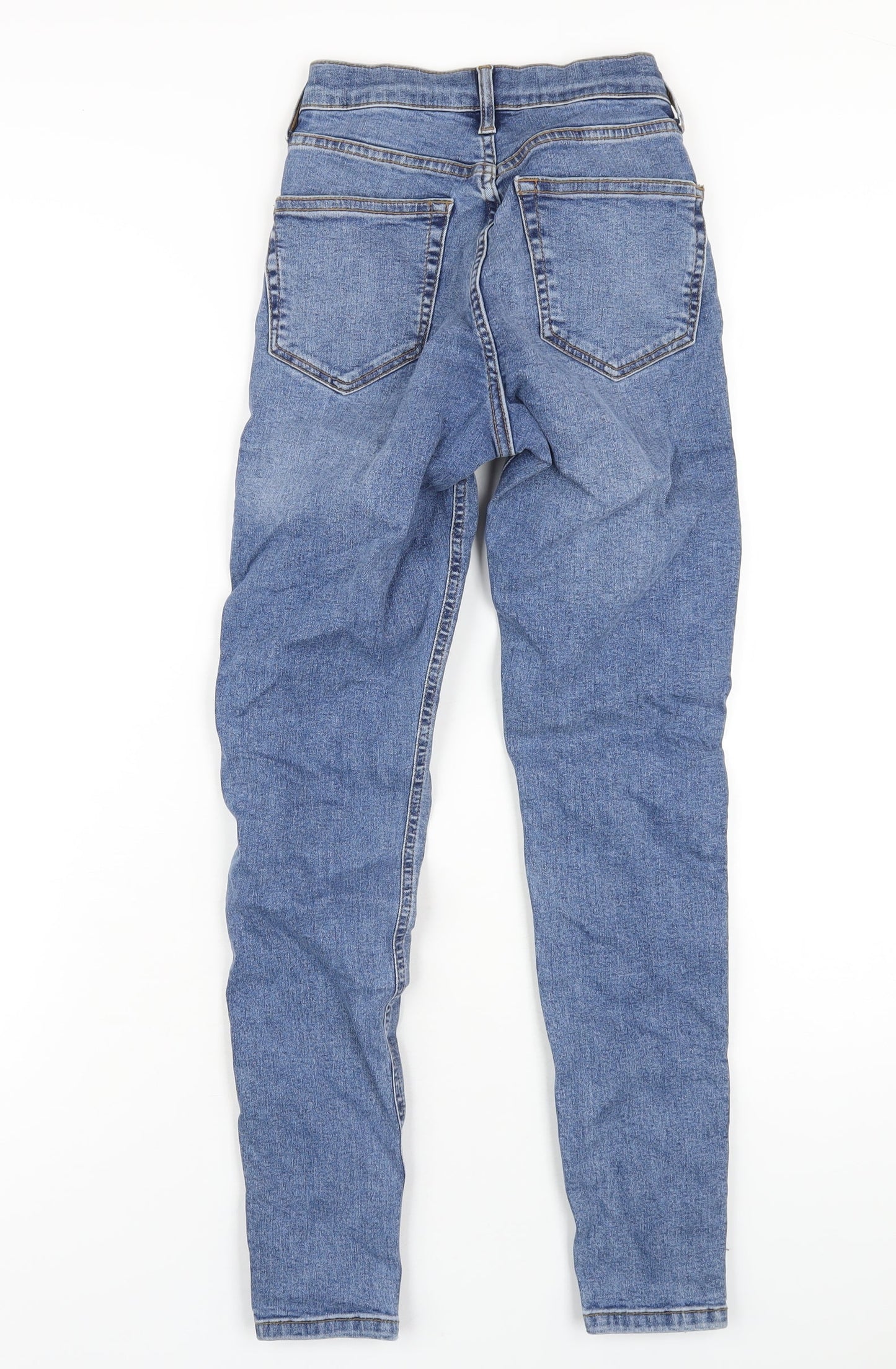 Topshop Womens Blue Cotton Skinny Jeans Size 25 in L32 in Regular Zip