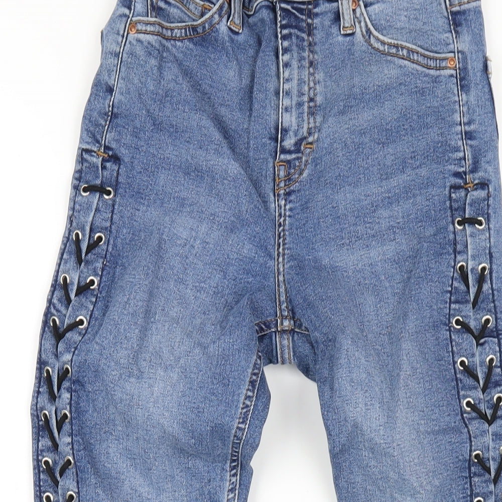 Topshop Womens Blue Cotton Skinny Jeans Size 25 in L32 in Regular Zip
