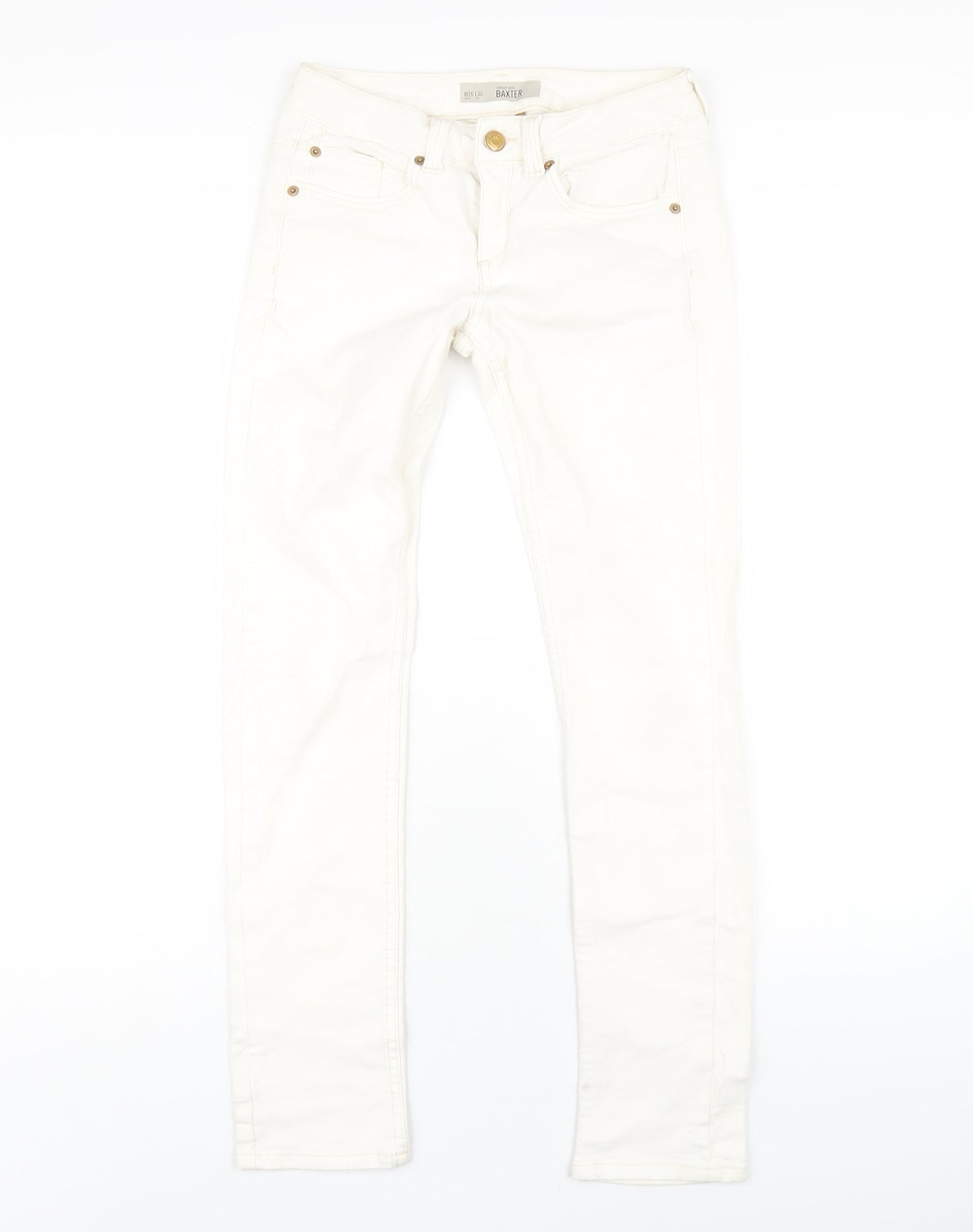 Topshop Womens Ivory Cotton Straight Jeans Size 26 in L30 in Regular Zip