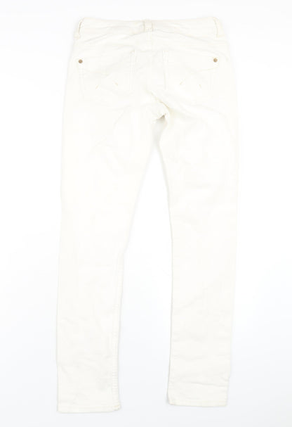 Topshop Womens Ivory Cotton Straight Jeans Size 26 in L30 in Regular Zip