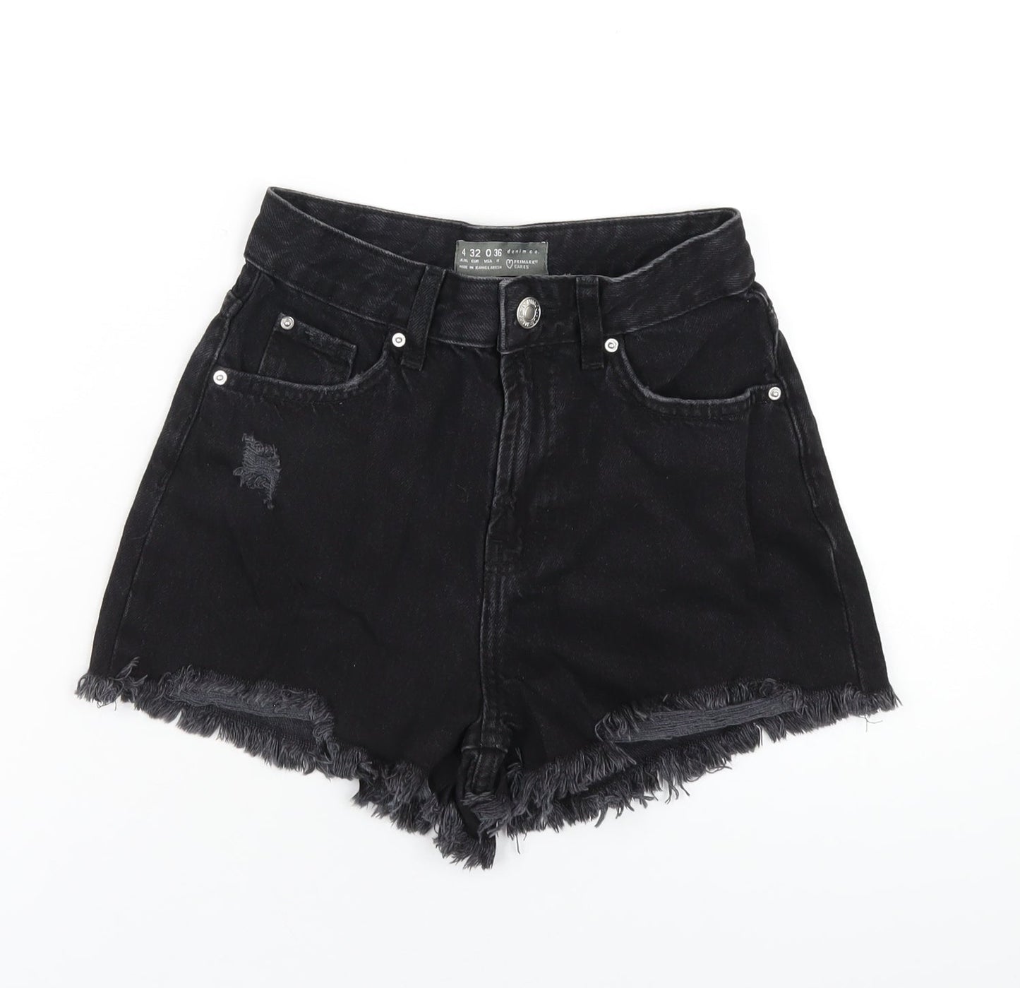 Denim & Co. Womens Black Cotton Cut-Off Shorts Size 4 Regular Zip