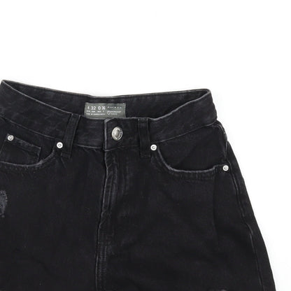 Denim & Co. Womens Black Cotton Cut-Off Shorts Size 4 Regular Zip