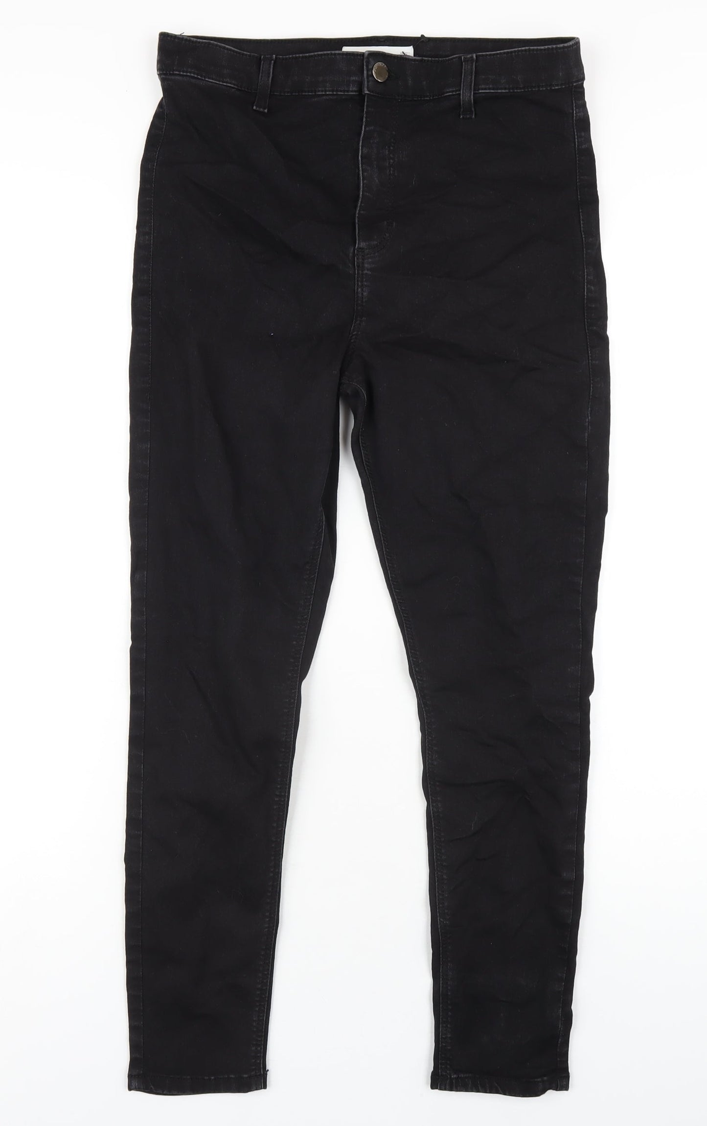 Topshop Womens Black Cotton Skinny Jeans Size 34 in L30 in Regular Zip