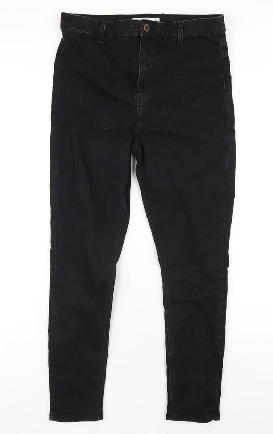 Topshop Womens Black Cotton Skinny Jeans Size 34 in L30 in Regular Zip