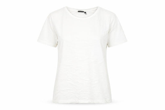 Front view of ASOS women’s white cotton basic t-shirt, size M, round neck