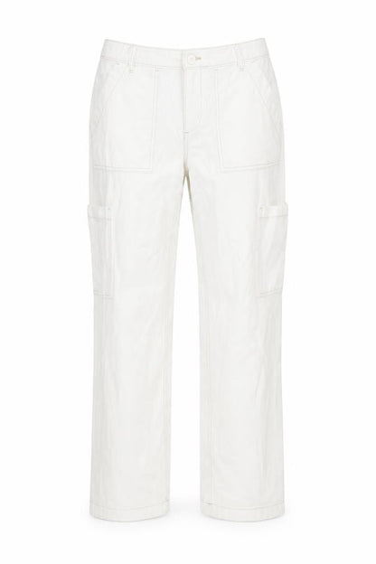 H&M Womens Ivory Cotton Straight Jeans Size 10 L30 in Regular Zip
