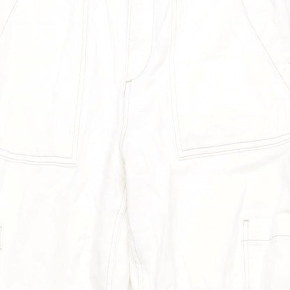 H&M Womens Ivory Cotton Straight Jeans Size 10 L30 in Regular Zip