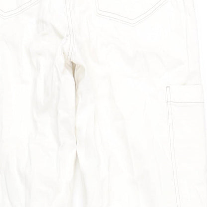 H&M Womens Ivory Cotton Straight Jeans Size 10 L30 in Regular Zip
