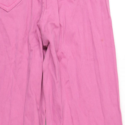 Don't Think Twice Womens Pink Cotton Wide-Leg Jeans Size 12 L34 in Regular Zip