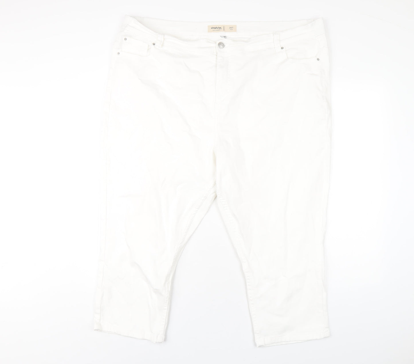 Simply Be Womens White Cotton Cropped Jeans Size 44 in L22 in Regular Zip