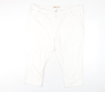 Simply Be Womens White Cotton Cropped Jeans Size 44 in L22 in Regular Zip