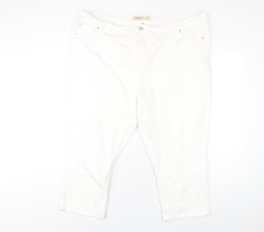 Simply Be Womens White Cotton Cropped Jeans Size 44 in L22 in Regular Zip