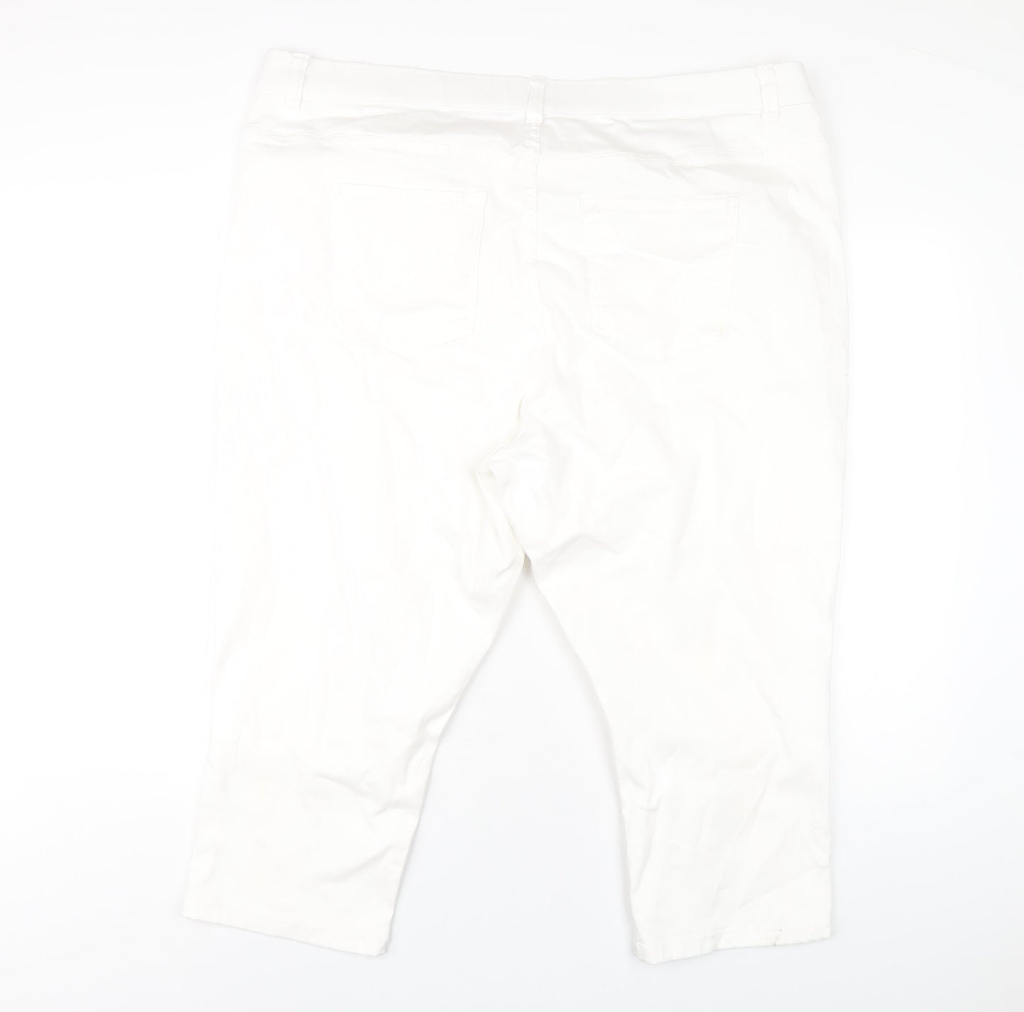 Simply Be Womens White Cotton Cropped Jeans Size 44 in L22 in Regular Zip