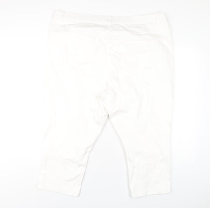 Simply Be Womens White Cotton Cropped Jeans Size 44 in L22 in Regular Zip