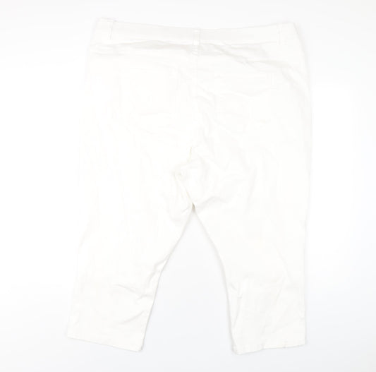 Simply Be Womens White Cotton Cropped Jeans Size 44 in L22 in Regular Zip