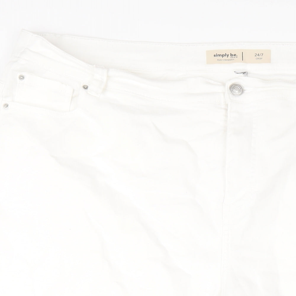 Simply Be Womens White Cotton Cropped Jeans Size 44 in L22 in Regular Zip
