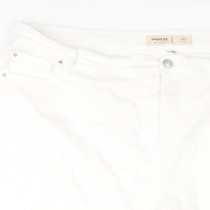 Simply Be Womens White Cotton Cropped Jeans Size 44 in L22 in Regular Zip