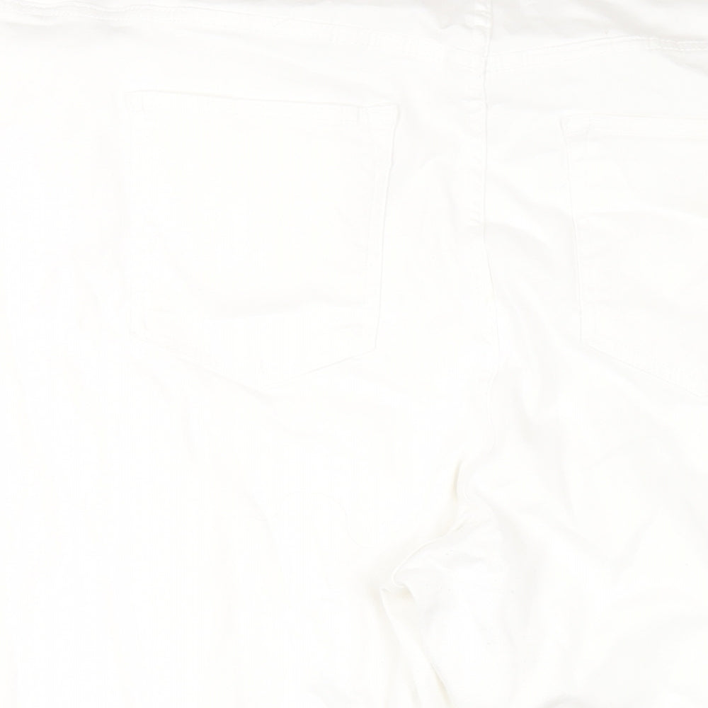 Simply Be Womens White Cotton Cropped Jeans Size 44 in L22 in Regular Zip