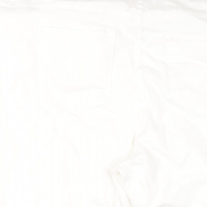 Simply Be Womens White Cotton Cropped Jeans Size 44 in L22 in Regular Zip