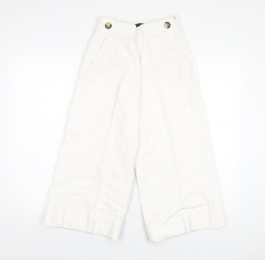 Zara Womens White Cotton Capri Jeans Size XS L20 in Regular Zip