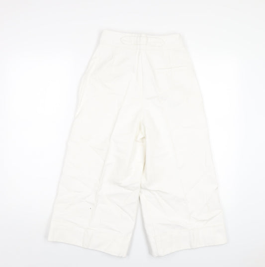 Zara Womens White Cotton Capri Jeans Size XS L20 in Regular Zip